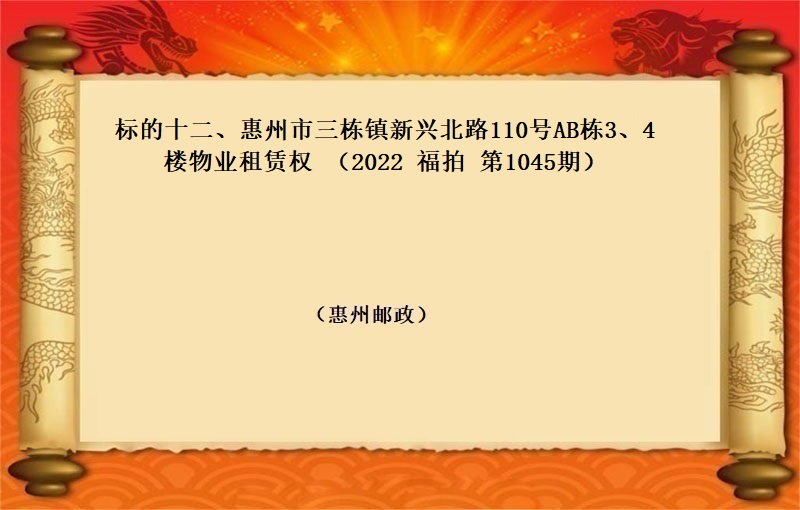 标的十二、惠州市三栋镇新兴北路110号AB栋3、4楼物业租赁权 （按年租金起拍）（2022 福拍 第1045期）